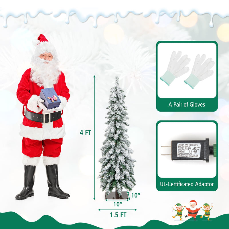 Load image into Gallery viewer, Goplus Pre-Lit Flocked Pencil Christmas Tree Artificial Slim Xmas Tree
