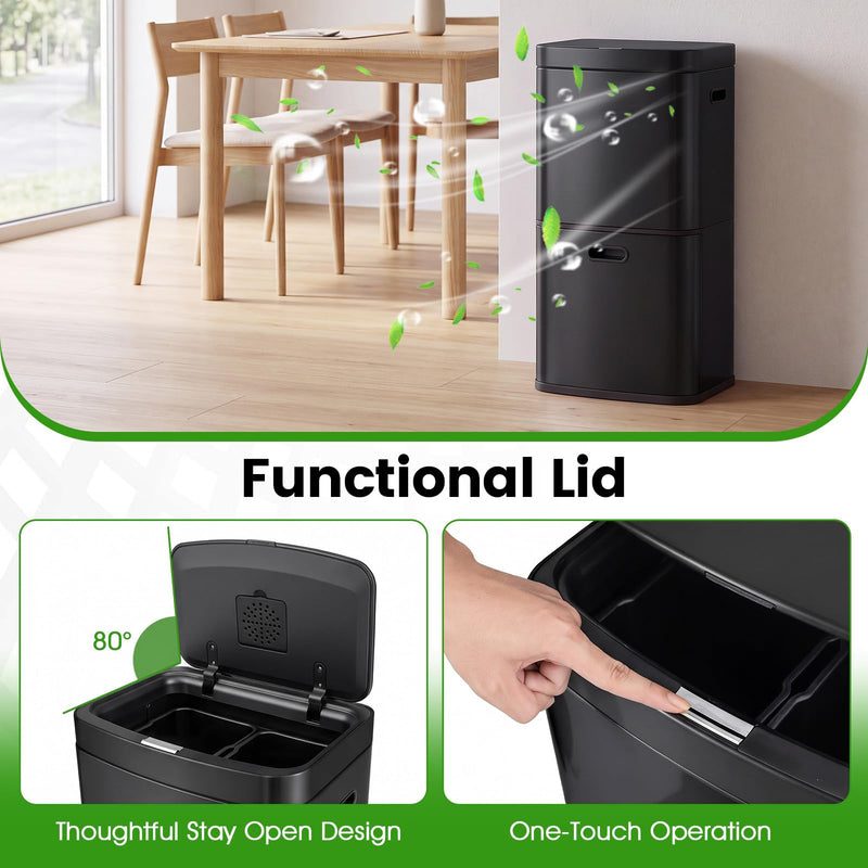 Load image into Gallery viewer, Goplus 13 Gal Stainless Steel Kitchen Trash Can w/Recycling Bin
