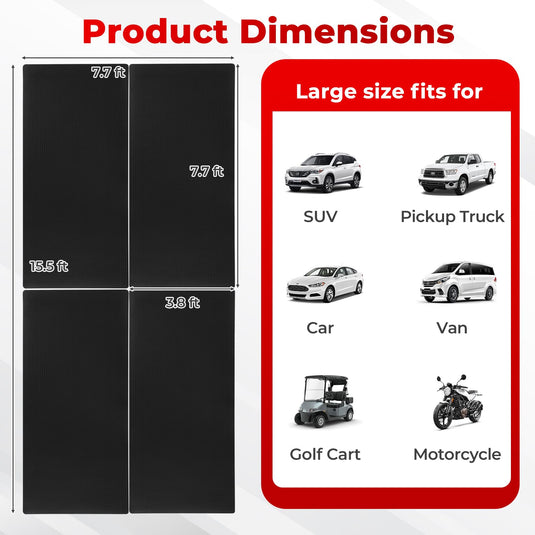Goplus 4 PCS 7.7 x 3.8 FT Garage Floor Mats with 3D Diamond Textures