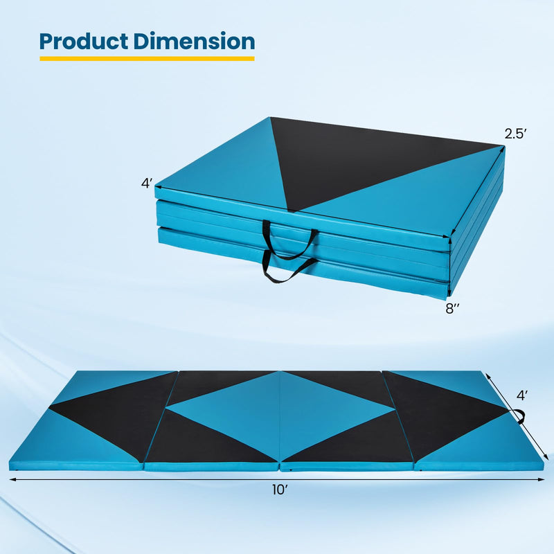 Load image into Gallery viewer, Goplus Folding Gymnastics Mat, 10’ x 4’ x 2’’ Thick Tumbling Mats with PU Leather, Hook &amp; Loop Fasteners
