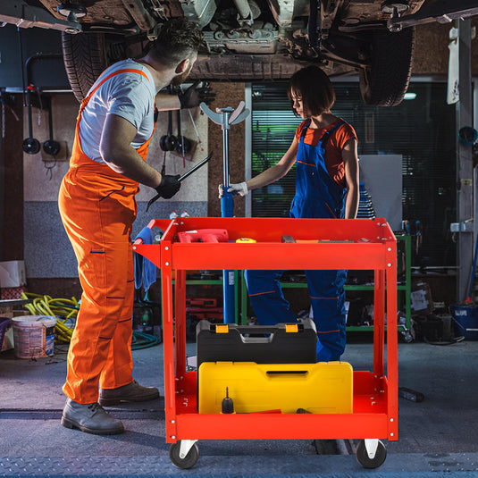 Goplus 2-Tier Utility Cart, Heavy Duty Commercial Service Tool Cart