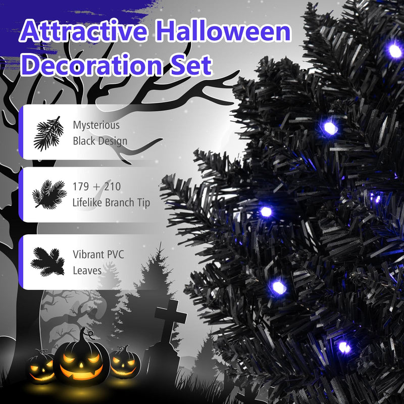 Load image into Gallery viewer, Goplus 24" Black Halloween Wreath and 9 ft Garland Set for Christmas
