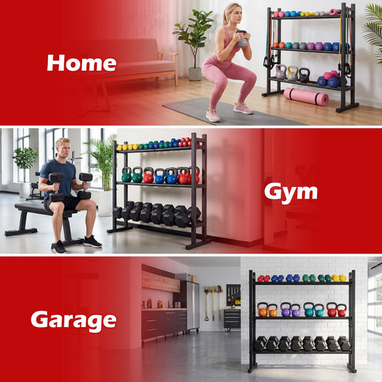 Goplus 3-Tier Dumbbell Rack 529LB Capacity Heavy-Duty Adjustable Weight Rack