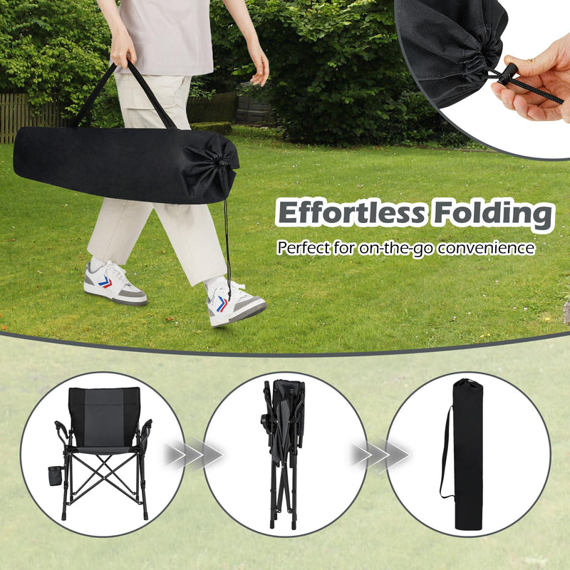 Load image into Gallery viewer, Goplus 350 LBS Portable Lawn Chair for Adults with Padded Armrests and Cup Holder
