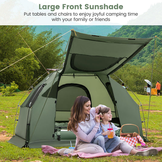 Goplus Camping Tent Cot, 5-in-1 Folding Camping Bed with Air Mattress, Pillow, Sleeping Bag, Waterproof Elevated Tent Shelter