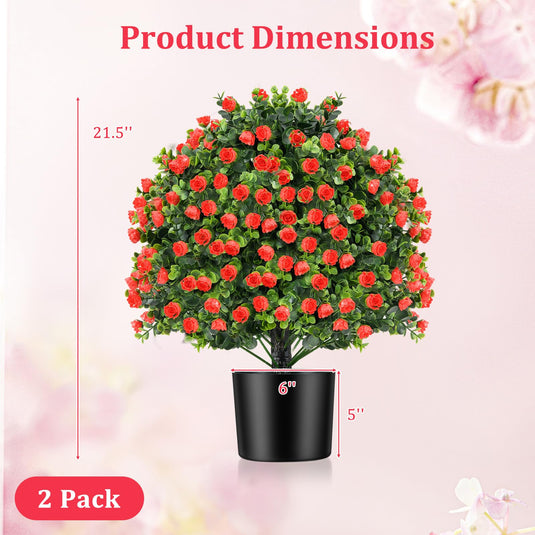 Goplus 21.5’’ Artificial Rose Topiary Ball Tree for Indoor Outdoor