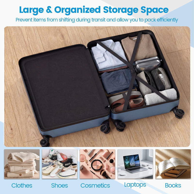 Load image into Gallery viewer, Goplus 20/24/28 Inch Lightweight Hardshell Suitcases with 360° Spinner Wheels(3 Piece Vertical Stripe)
