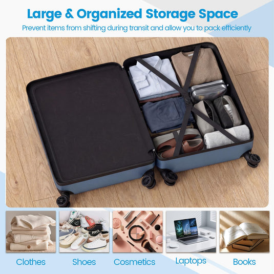Goplus 20/24/28 Inch Lightweight Hardshell Suitcases with 360° Spinner Wheels(3 Piece Vertical Stripe)