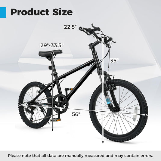 Goplus 20/24 Inch Kids Mountain Bike w/ 6-Speed Drivetrain & Suspension Fork