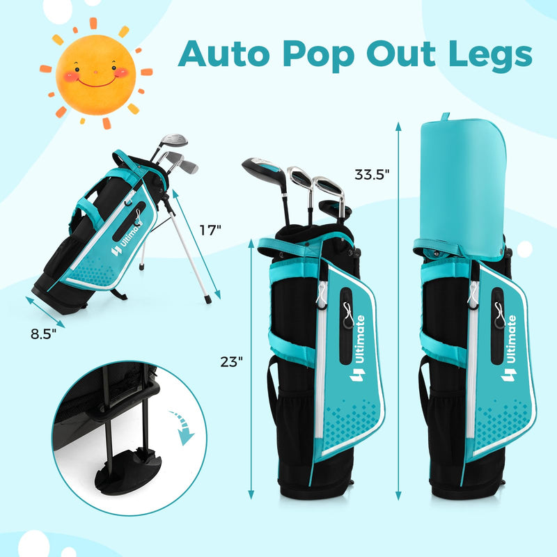 Load image into Gallery viewer, Goplus Junior Complete Golf Club Set for Kids, Right Hand Golf Clubs with Stand Bag, Rain Hood
