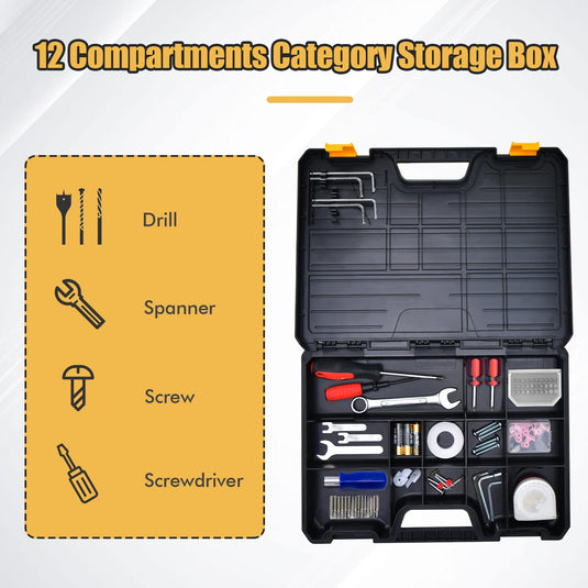 Goplus One Step Stool Tool Box, Folding Step Ladder with Wide Pedal