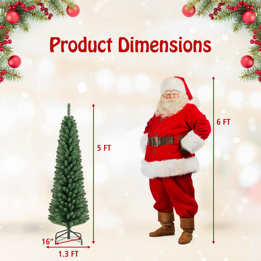 Goplus 5ft / 6ft / 7ft / 8ft Artificial Skinny Xmas Tree with Quick Shape Technology