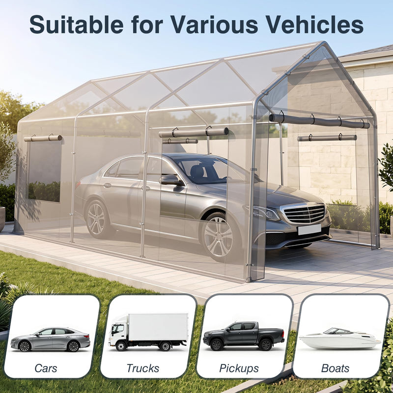 Load image into Gallery viewer, Goplus 10x20 FT Portable Garage with 2 Doors &amp; 4 Roll-Up Mesh Windows
