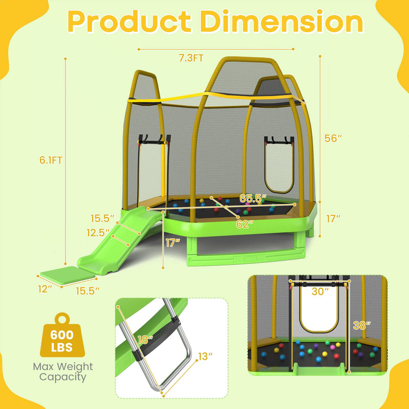 Load image into Gallery viewer, Goplus 7 FT Kids Trampoline with Slide, 87&quot; ASTM Approved Recreational Trampoline
