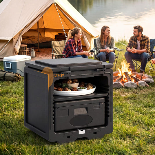 Goplus 2 Tier Insulated Food Pan Carrier w/Removable Tray & Box