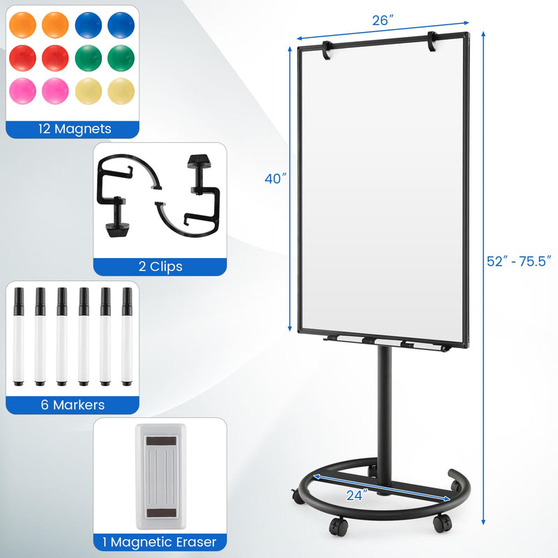 Load image into Gallery viewer, Goplus Mobile Whiteboard, 40&quot; x 26&quot; Height-Adjustable Dry Erase Board on Wheels
