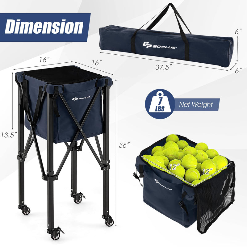 Load image into Gallery viewer, Goplus Foldable Tennis Ball Hoppers, Lightweight Aluminum Tennis Ball Basket
