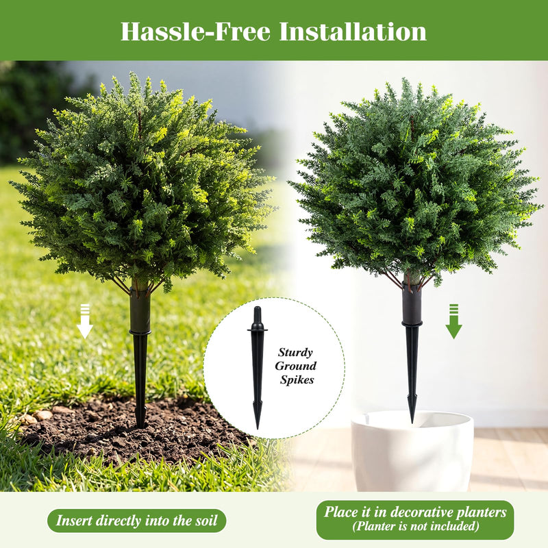 Load image into Gallery viewer, Goplus 27.5" Artificial Cypress Topiary Trees Set of 2 for Front Porch Patio Home Decoration
