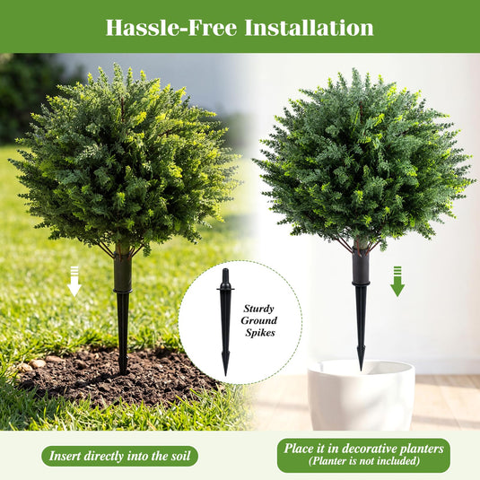 Goplus 27.5" Artificial Cypress Topiary Trees Set of 2 for Front Porch Patio Home Decoration