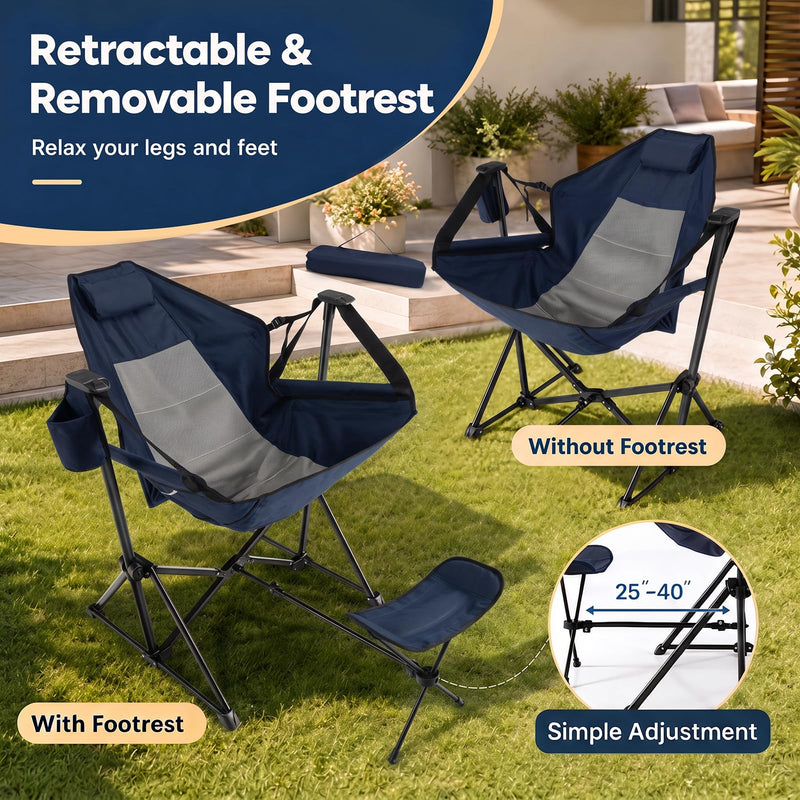 Load image into Gallery viewer, Goplus Portable Folding Camping Reclining Chair with Footrest and Adjustable Backrest
