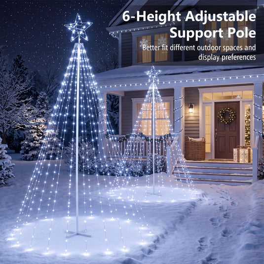 Goplus 10 FT Outdoor Christmas Lights | Tall Waterproof Xmas String Lights w/ Star Toppe Remote and Timer