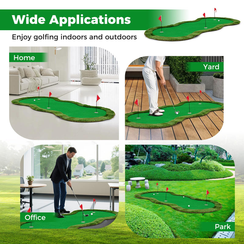 Load image into Gallery viewer, Goplus 10x5FT Large Golf Putting Green with 3 Holes &amp; 3 Flags
