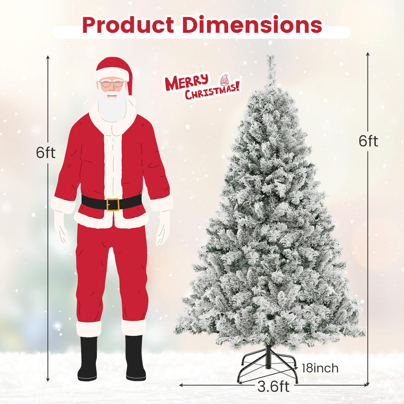 Load image into Gallery viewer, Goplus 3-Minute-Setup Pre-Lit Snow Flocked Christmas Tree Artificial Hinged Xmas Tree
