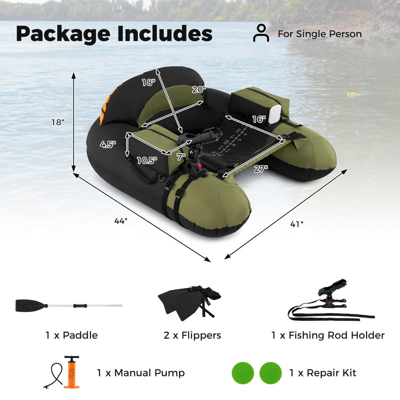 Load image into Gallery viewer, Goplus Inflatable Float Tube for Angling (Thickened Type with Rod Holder)
