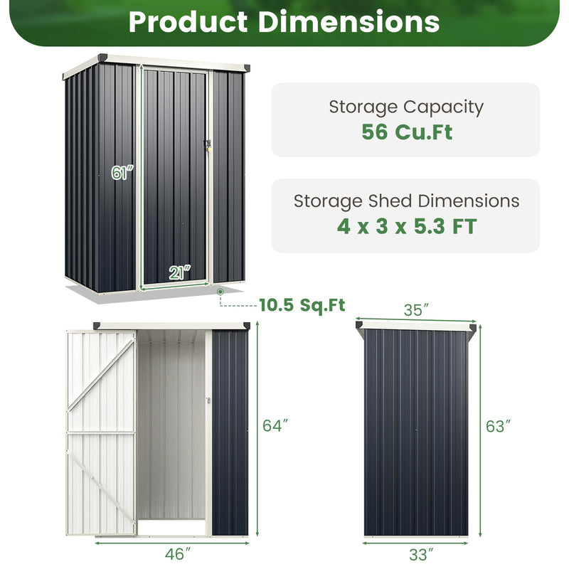 Load image into Gallery viewer, Goplus 4 x 3 FT Metal Outdoor Storage Shed, Snap-on Structures for Efficient Assembly, All-Weather Color Steel Utility Storage House
