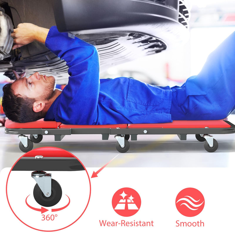 Load image into Gallery viewer, Goplus 2-in-1 Rolling Folding Z Creeper Seat with 6 Swivel Casters
