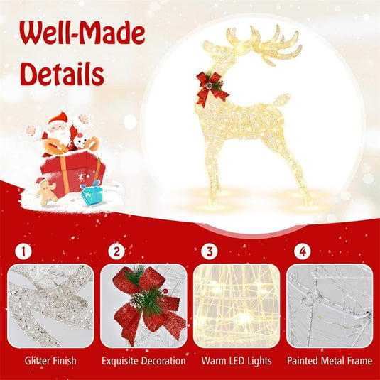 Goplus Lighted Christmas Reindeer | 4.4 FT Pre-Lit Xmas Holiday Decoration