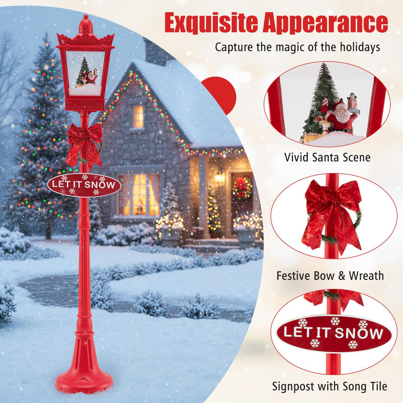 Load image into Gallery viewer, Goplus 8 ft Musical Christmas Streetlight w/Warm White LED Lights Snowy Effects Santa Scene
