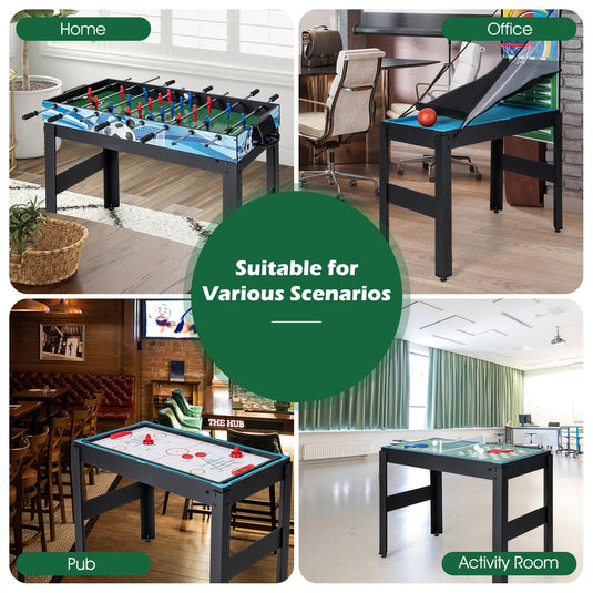 Goplus 14-in-1 Multi Game Table, Combo Game Table w/Foosball, Air Hockey, Pool, Table Tennis, Basketball, Chess, Checkers, Bowling, Shuffleboard