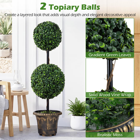 Goplus 3 FT Artificial Boxwood Topiary Tree(1/2)