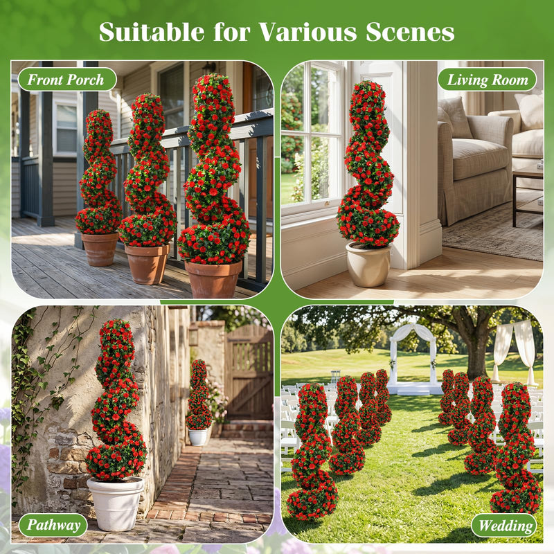 Load image into Gallery viewer, Goplus 3FT Realistic Fake Rose Bushes Outdoor Faux Plants with Sun Protection &amp; Ground Spikes Set of 2
