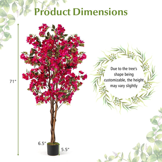 Goplus 6 FT Bougainvillea Artificial Tree Artificial Plants for Indoor Decor