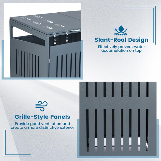 Goplus 44 Cu.Ft Outdoor Trash Can Storage Shed for 2 Bins with Gas Struts