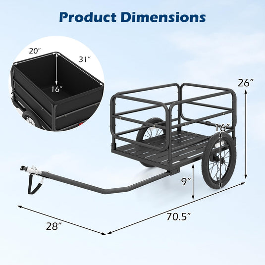 Goplus Bike Cargo Trailer Heavy-Duty Bicycle Wagon Cart(70.5" x 28" x 26")