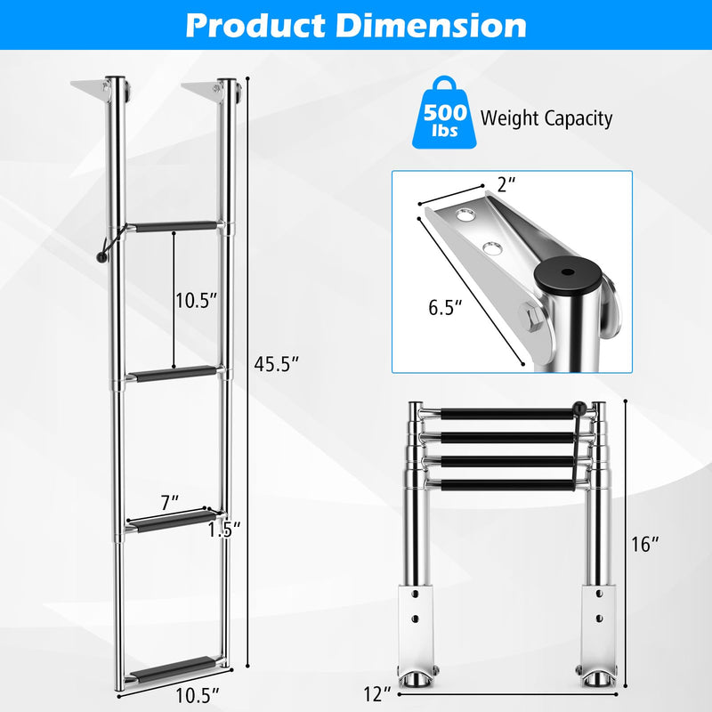 Load image into Gallery viewer, Goplus 4 Step Telescoping Boat Ladder
