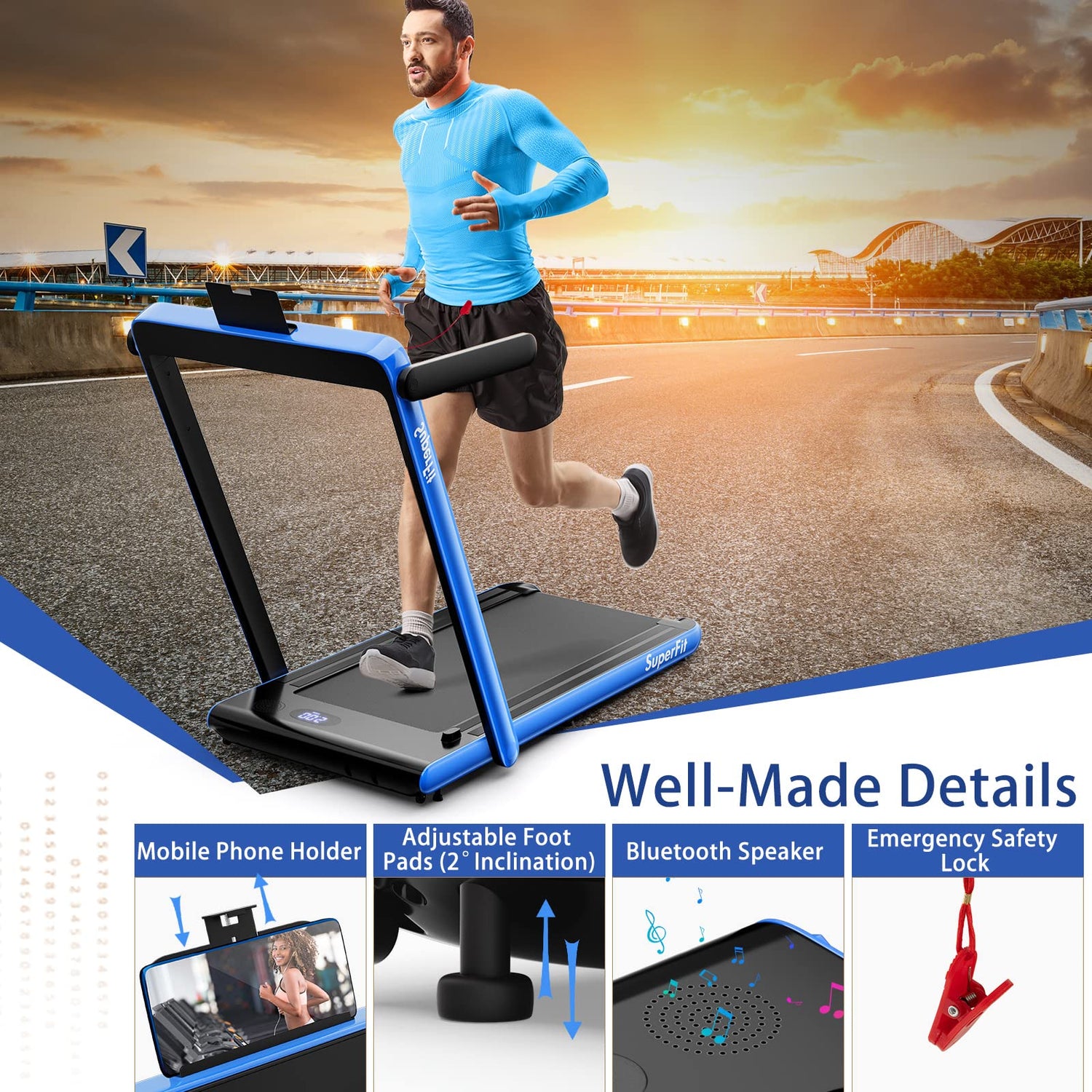 Goplus 2 in 1 Under Desk Treadmill, 2.25HP Superfit Folding Treadmills ...