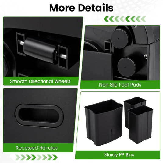 Goplus 13 Gal Stainless Steel Kitchen Trash Can w/Recycling Bin