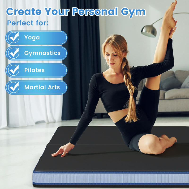 Load image into Gallery viewer, Goplus 4ft x 4ft x 4in Thickened Bi-Fold Fitness Mat with Carrying Handles &amp; PU Leather Cover
