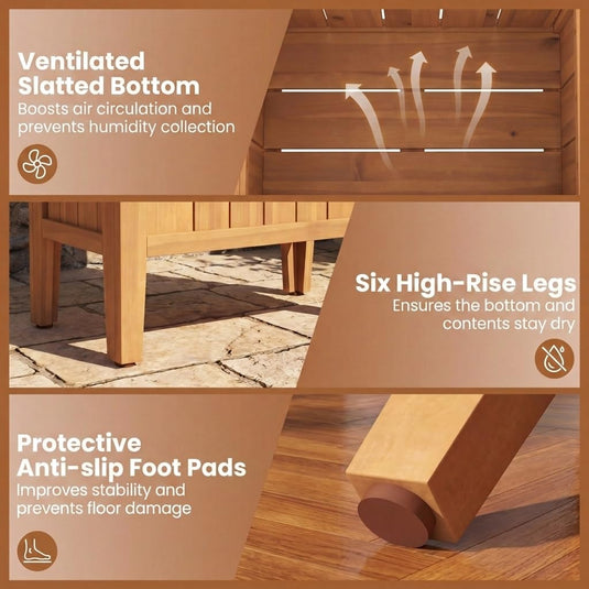 Goplus Wood Package Delivery Box with Planter Box | Multi-purpose Outdoor Storage Container