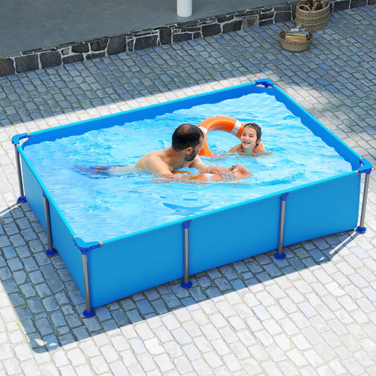 Goplus 8.5' x 6' x 26" Rectangle Metal Frame Pool Set Above Ground Swimming Pool