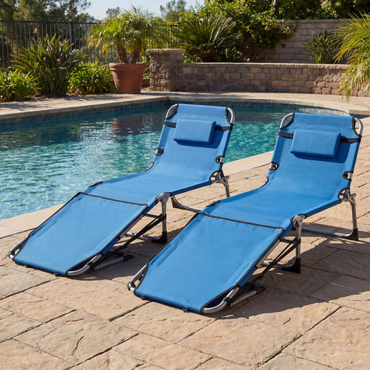 Goplus Tanning Chair with Face Arm Holes w/4-Level Backrest & Head Pillow for Pool Beach