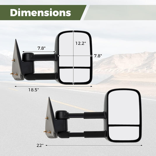 Goplus Extenable Tow Mirrors for 1999-2006 Chevy Silverado GMC Sierra 1500 2500HD 3500HD