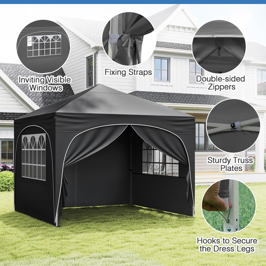 Goplus 10 X 10 FT Pop up Canopy Tent with 4 Removable Sidewall