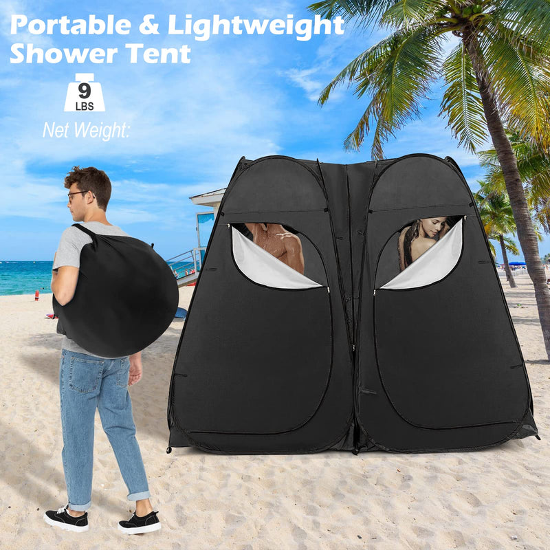 Load image into Gallery viewer, Goplus 2 Room Pop Up Shower Tent, 7.5FT Changing Tent with Ground Stake, Wind Rope, Carry Bag

