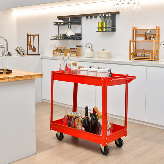 Goplus 2-Tier Utility Cart, Heavy Duty Commercial Service Tool Cart