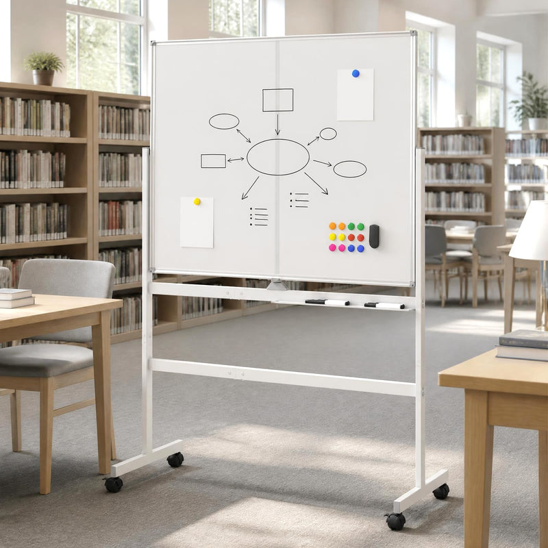 Load image into Gallery viewer, Goplus 48” x 36” Mobile White Board with Lockable Universal Wheels
